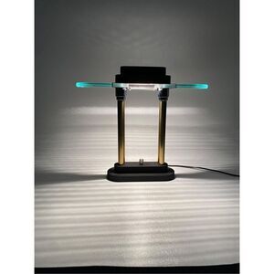 Vintage Postmodern Bankers Desk Lamp Robert Sonneman For Kovacs 80s Brass Black
